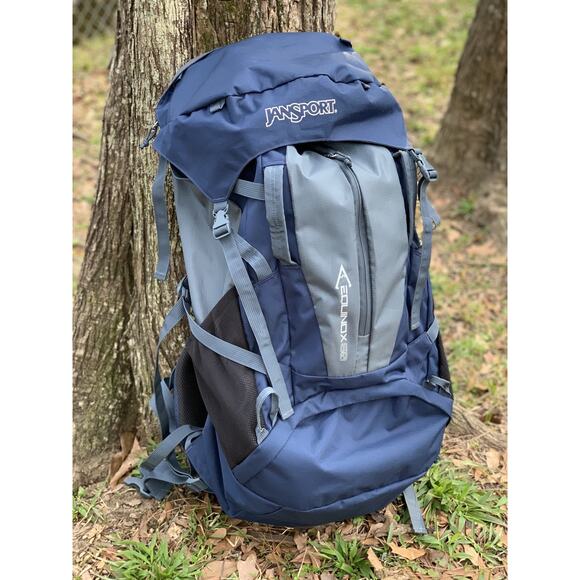 JanSport Backpacking Pack Equinox 60 Blue EUC Backpack - Picture 1 of 14
